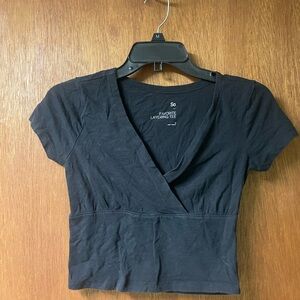 SO Women's Black V-Neck Crop Top